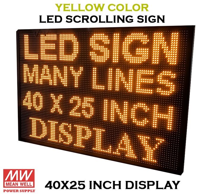 Yellow Color 40X25 Inches LED Scrolling Sign with Wifi Connectivity