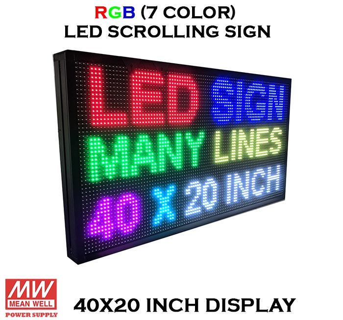 RGB (7 COLOR) 40X20 Inches LED Scrolling Sign with Wifi Connectivity