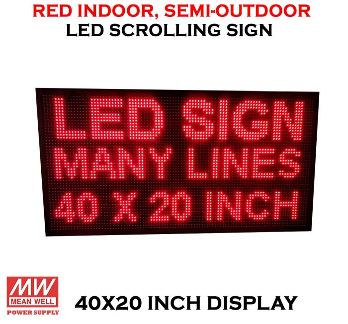 Red 40X20 Inches LED Scrolling Sign with Wifi Connectivity