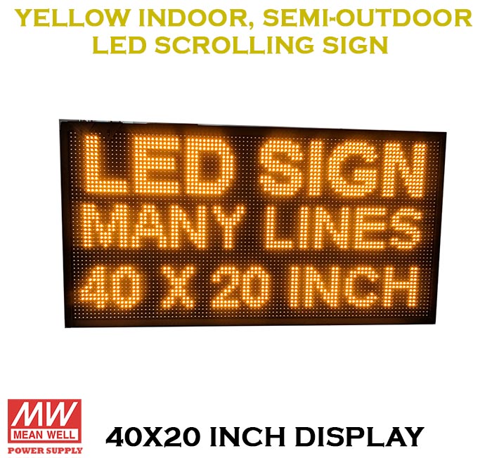 Yellow 40X20 Inches LED Scrolling Sign with Wifi Connectivity