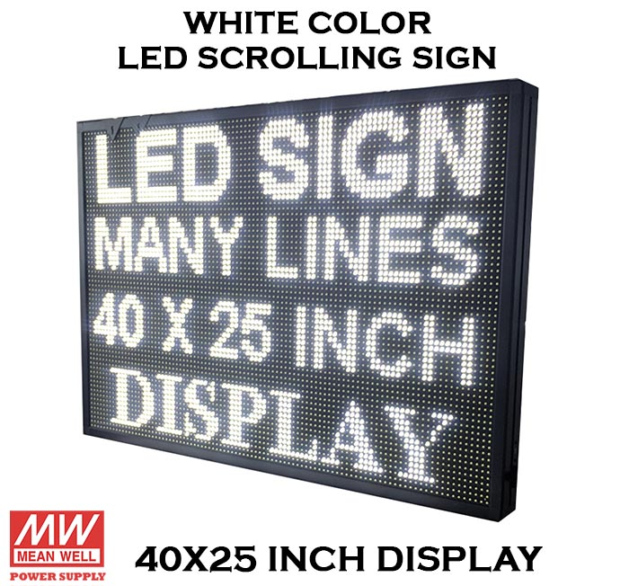 40X25 - White Color Display LED Scrolling Sign with Wifi - PlanHoot